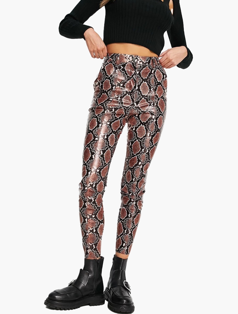 MyRunway Shop Miss Selfridge Brown Snake Print Faux Leather